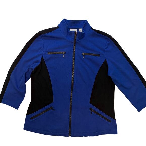 Zenergy by Chico’s Jacket 1 (L) Royal Blue Black Zip Front Activewear Stretch - Picture 4 of 11